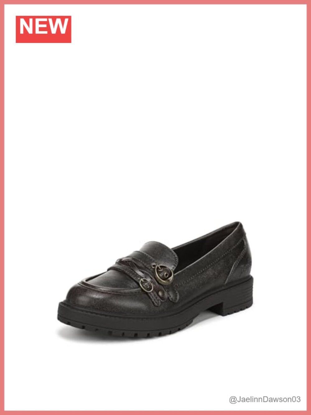 Faux Leather Loafer with Braided Straps, Lug Sole